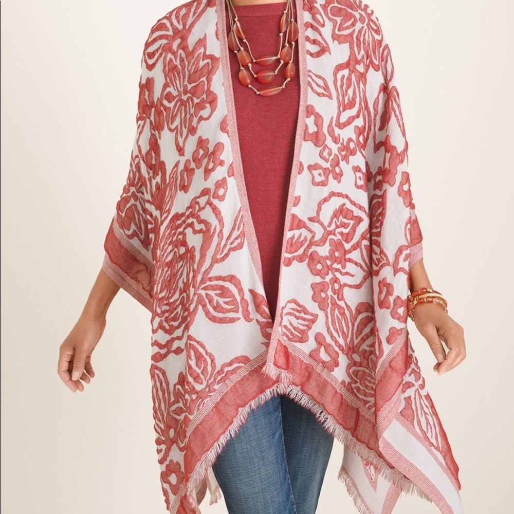 Chico’s FLORAL JACQUARD RUANA WRAP